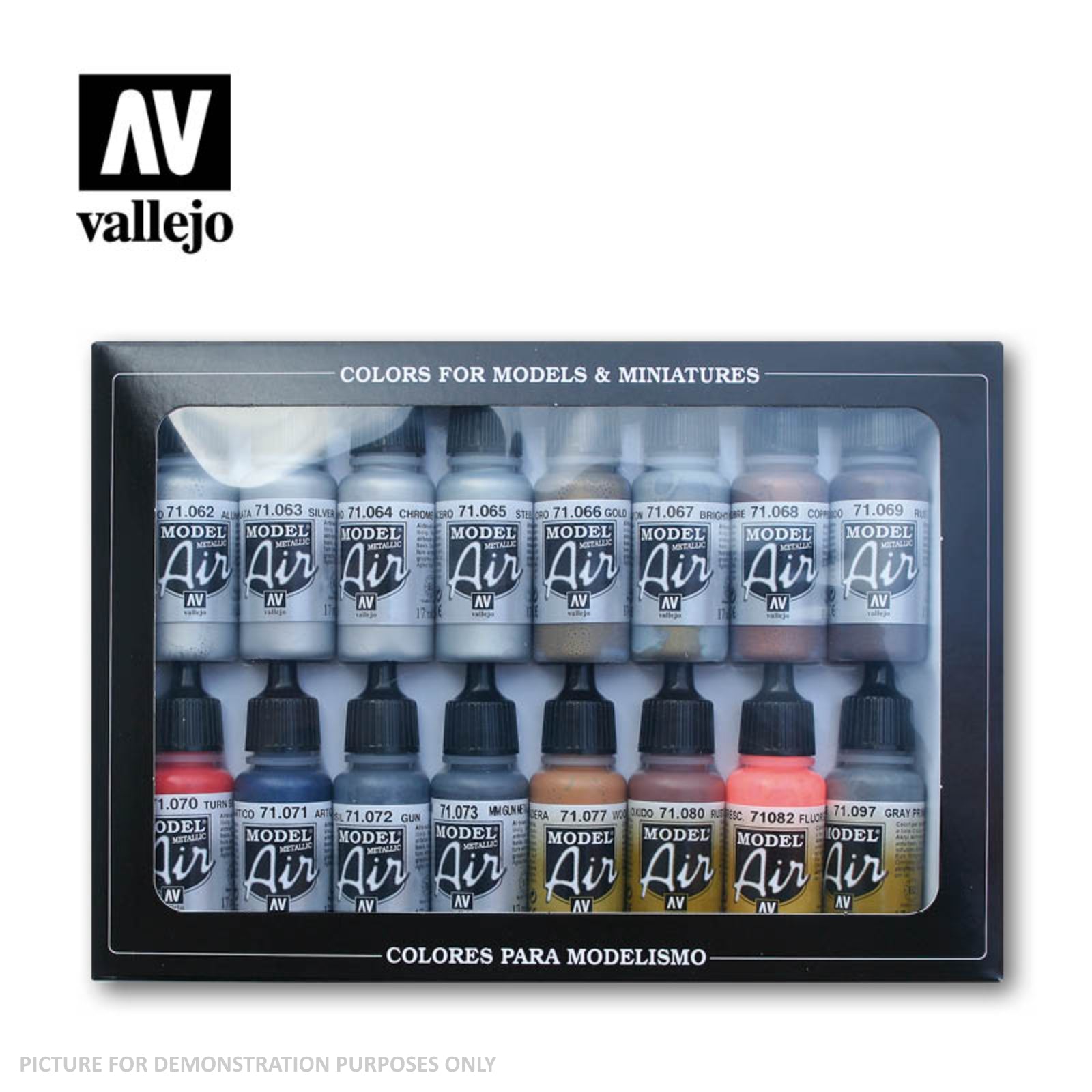 Vallejo Model Air - Metallic Effects Pack 16 Colour Set